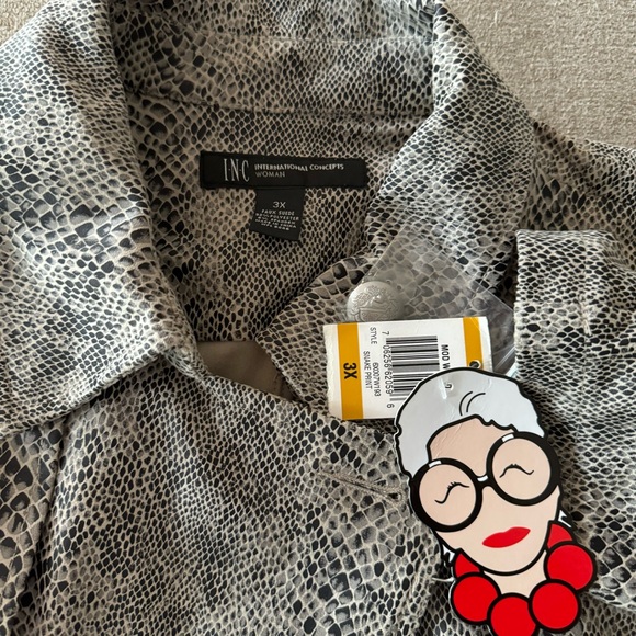 NWT INC International Concepts Snake Skin Belted Coat 3X - Picture 3 of 5
